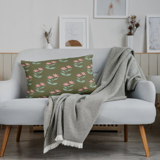 Almofada Lombar Travesseiro decorativo Rosa Verde Sage