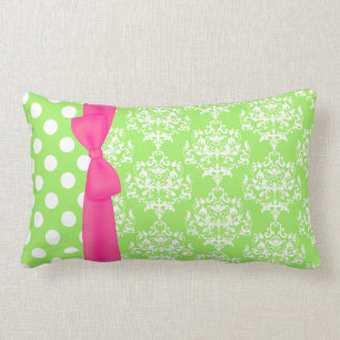Almofada Lombar Travesseiro do Designer de Monograma Verde e Rosa 