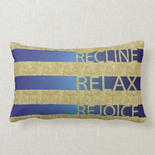 Almofada Lombar Travesseiro Dourado/Blu de Páscoa "Recline, Relax