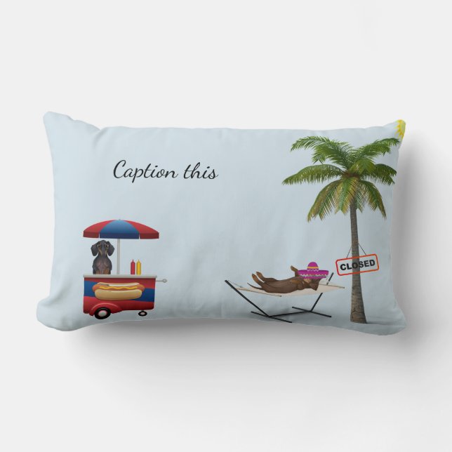 Almofada Lombar Travesseiro Engraçado de Dachshund Hot Dog Persona (Frente)