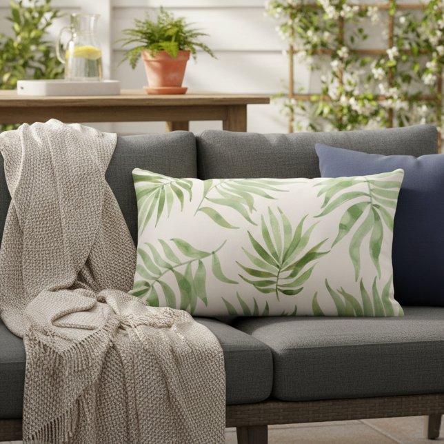 Almofada Lombar Travesseiro externo Tropical Palm Leaf (Stylish tropical print pillow for your home!)