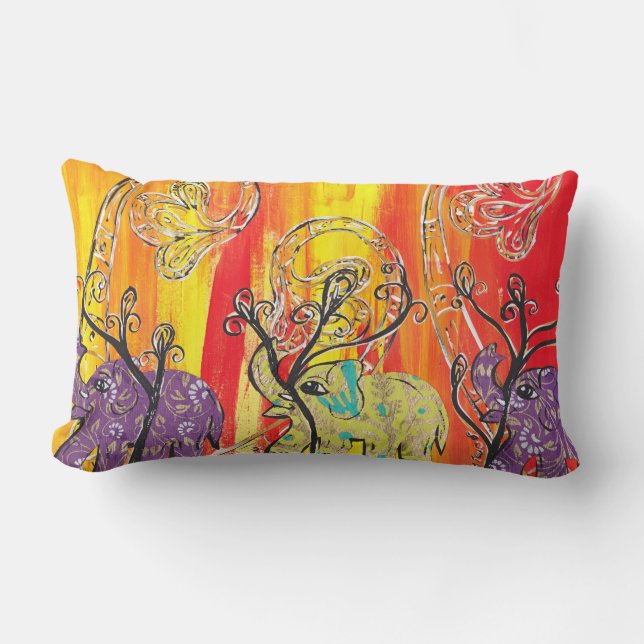 Almofada Lombar Travesseiro feliz da parada do elefante (Frente)