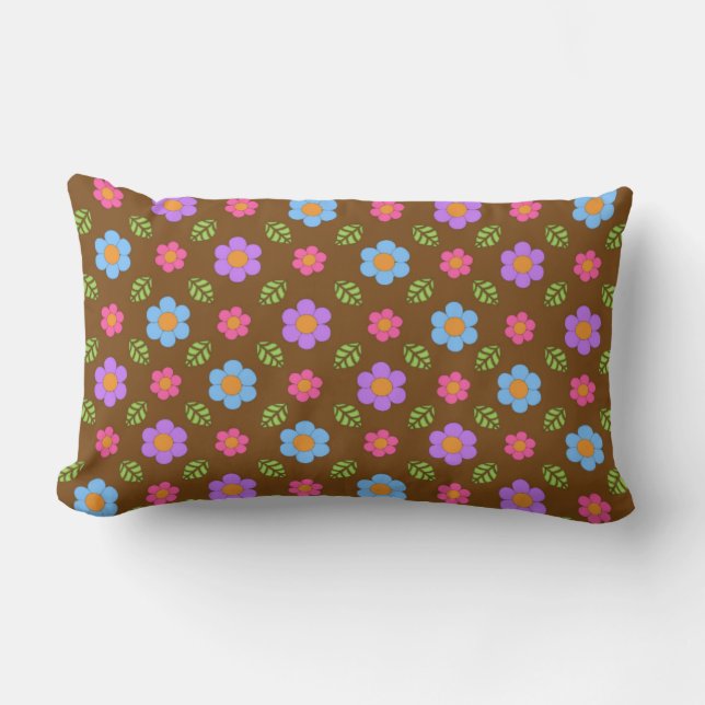 Almofada Lombar Travesseiro Floral Brown Whimsy (Frente)