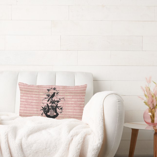 Almofada Lombar Travesseiro Harp Bird e Link Diamond (Sofá)