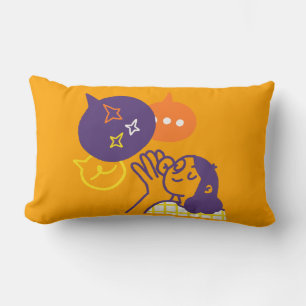 Almofada Lombar Travesseiro - laranja x 21" de 13" com ilustração