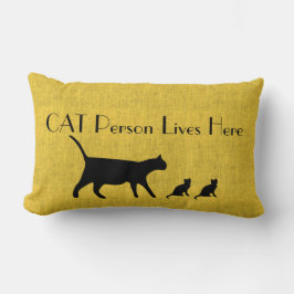 Almofada Lombar Travesseiro Lombar Amarelo e Preto Pessoa Gato