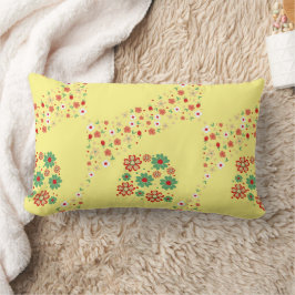 Almofada Lombar Travesseiro Lombar Amarelo Floral Moderno Contempo