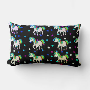 Almofada Lombar Travesseiro lombar Black Unicorns & Star Impressão