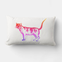 Travesseiro Lombar de Gato Retro Neon Pop Art