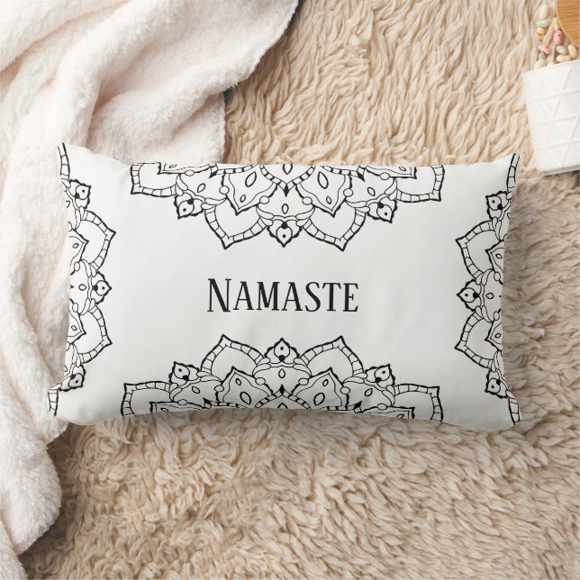 Almofada Lombar Travesseiro lombar de Mandala Preto e Branco (Cobertor)