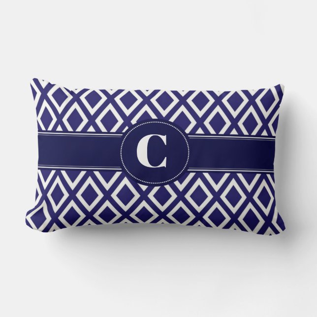 Almofada Lombar Travesseiro lombar de padrão de diamante monograma (Frente)
