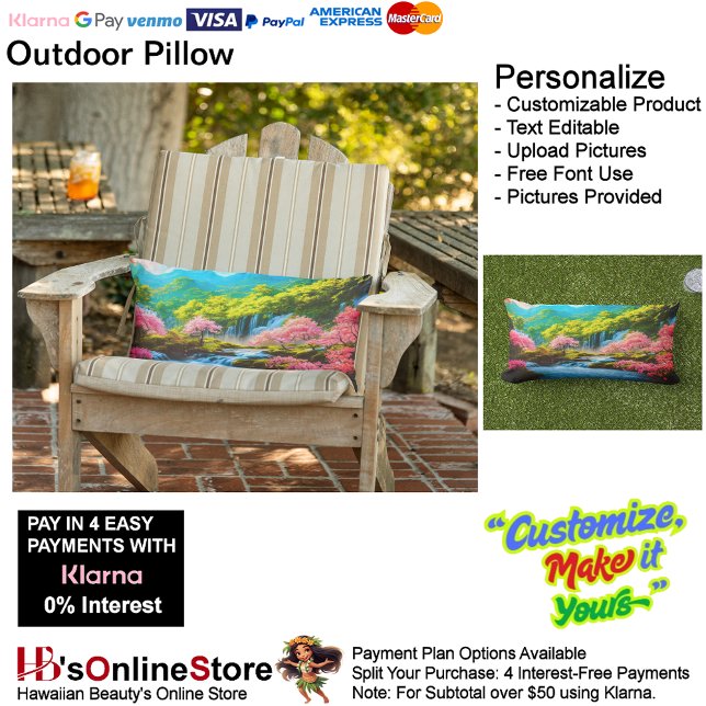 Almofada Lombar Travesseiro lombar para o exterior (Waterfalls Outdoor Colorful Nature Beauty Outdoor Outdoor Pillow.)
