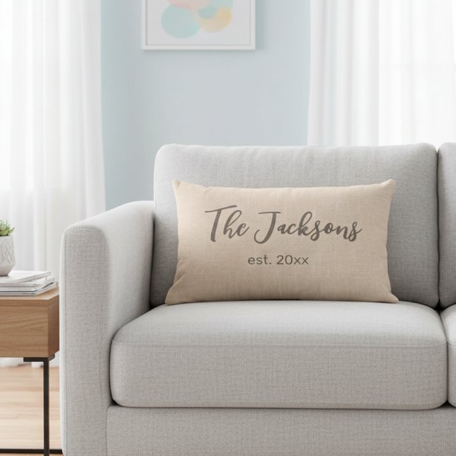 Almofada Lombar Travesseiro lombar personalizado com textura Juta (Personalized decorative family pillow.)