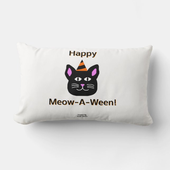 Almofada Lombar Travesseiro Lombar Preto De Gato-A-Ween (Frente)