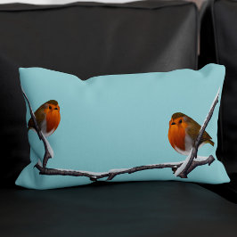 Almofada Lombar Travesseiro lombar Robin Bird Light Teal Monograma