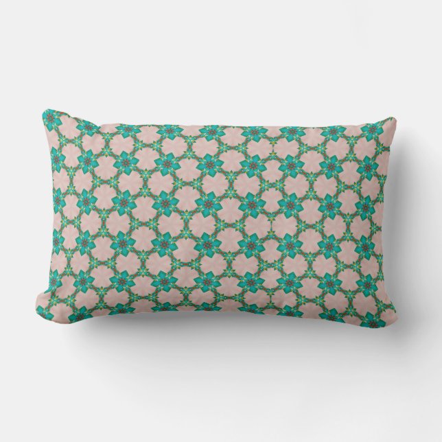 Almofada Lombar Travesseiro Longo Floral Verde Vintage (Frente)