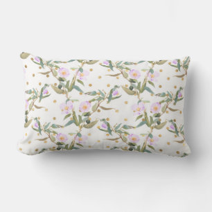 Almofada Lombar Travesseiro Lumbar Bolinhas/Floral Roxo Branco
