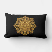 Travesseiro Mandala Dourado Luxo Decoração Lançar