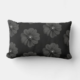 Almofada Lombar Travesseiro Padrão Floral Preto Elegante - Escuro 