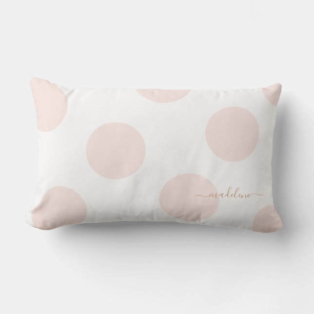 Almofada Lombar Travesseiro Personalizado de Bolinhas Rosa Esbranq (Frente)