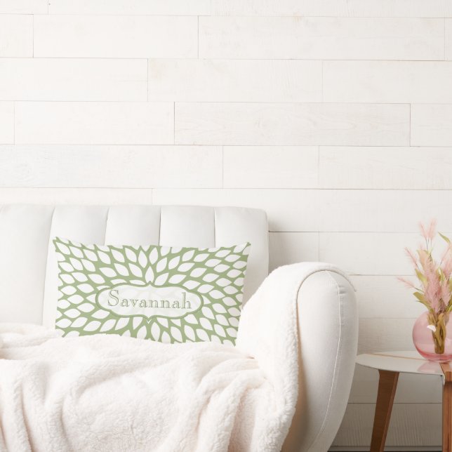 Almofada Lombar Travesseiro Personalizado Verde da Flor de Burst E (Sofá)