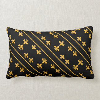 Almofada Lombar Travesseiro preto & Dourado da flor de lis do