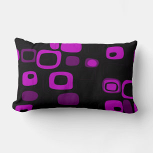 Almofada Lombar Travesseiro Retro-Abstrato Art 2 Preto, Roxo, Viol