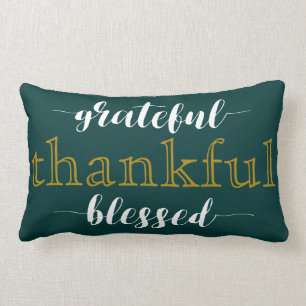 Almofada Lombar Travesseiro Teal Grateful Graças Abençoado