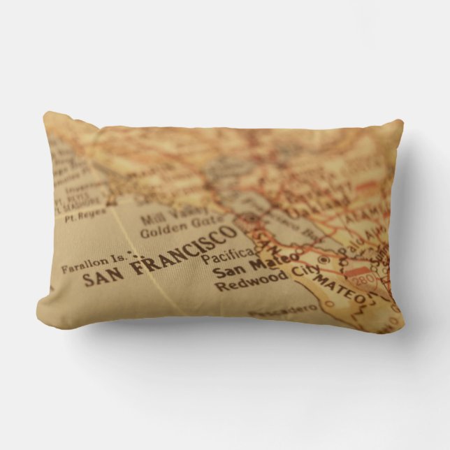 Almofada Lombar Travesseiro Vintage San Francisco Map Lumbar (Frente)