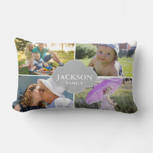 Almofada Lombar Travesseiros de fotos, 4 fotos de colagem com nome