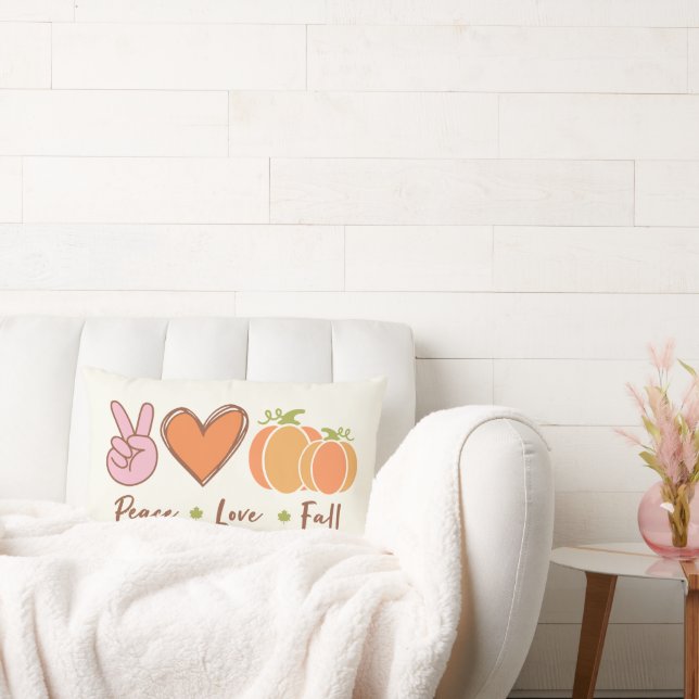 Almofada Lombar Travesseiros decorativos de paz, amor e queda (Sofá)