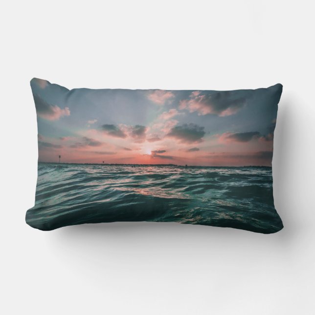 Almofada Lombar Travesseiros decorativos Sunset do Oceano (Frente)