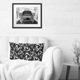 Almofada Lombar Treble Clef Bass Clef Clef Hearts Travesseiro deco