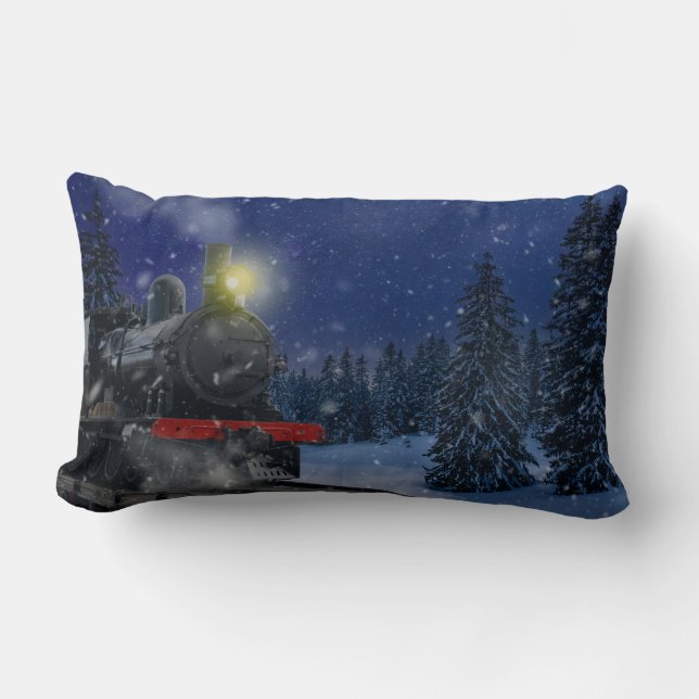 Almofada Lombar Trem de Natal na neve               (Frente)