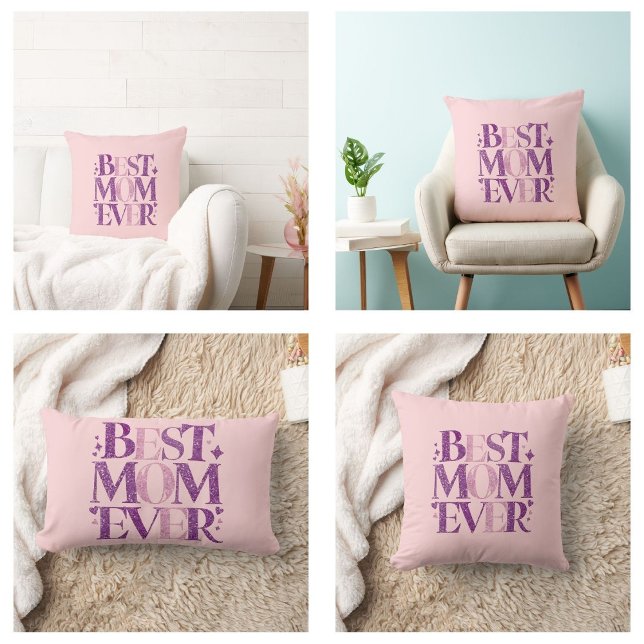 Almofada Lombar Trendy Elegant Best Mãe Nunca (best mom ever pillows Trendy Typography)