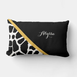 Almofada Lombar Trendy Giraffe Impressão Ouro Amarelo Stripe e Nom