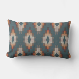Almofada Lombar Trendy Teal Blue Orange Dark Cinza de Arte Tribal