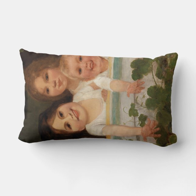 Almofada Lombar Três crianças na janela (Verso)