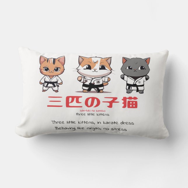 Almofada Lombar Três Gatinhos Ninja (Frente)