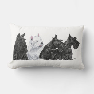Almofada Lombar Três Scotties & um Westie