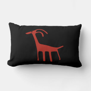 Almofada Lombar Tribal Simples, Gado Negro e Vermelho