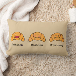 Almofada Lombar Trio de Croissants Loucos com Nomes Personalizados