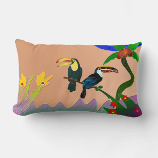 Almofada Lombar Tropical Toucans in Garden Lumbar Pillow