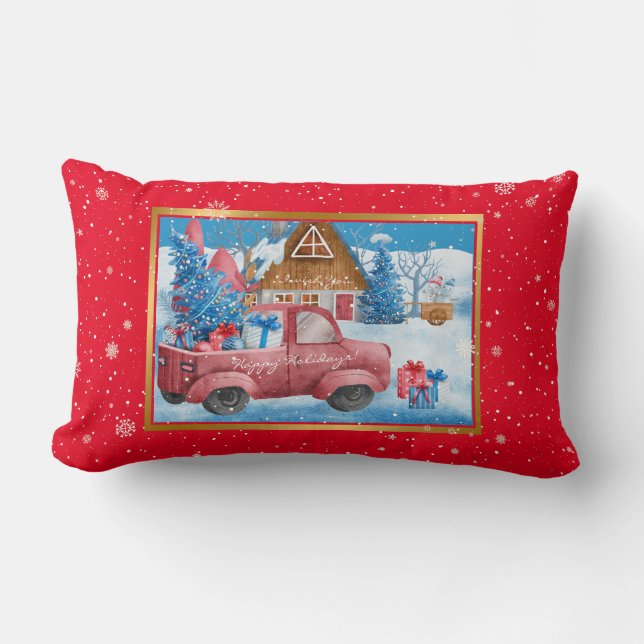 Almofada Lombar Truque de Natal Red Holiday Personaliza (Frente)