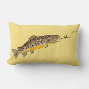 Almofada Lombar Truta de Brown da pesca com mosca