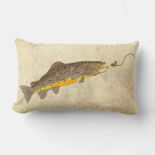 Almofada Lombar Truta marrom-marrom para pesca de mosca