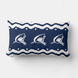 Almofada Lombar Tubarão-azul e branco