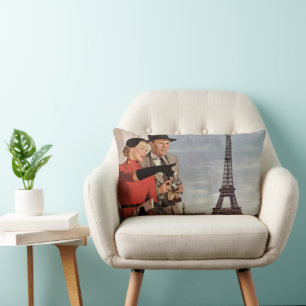 Almofada Lombar Turistas Antigos na Torre Eiffel, Férias em Paris
