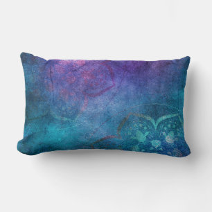 Almofada Lombar Turquesa e flor de Lotus elegante do verde