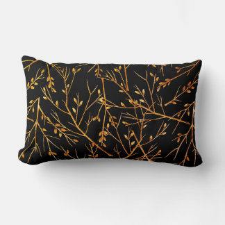 Almofada Lombar Twigs Laranja Queimados em Preto